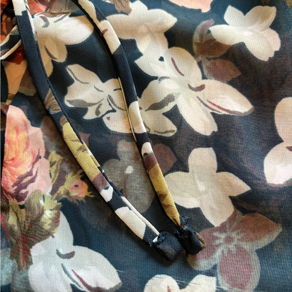 Show Me Your Mumu Teal Sheer Floral Lace up Front Peplum Cottagecore Blouse Sz M - Picture 7 of 15